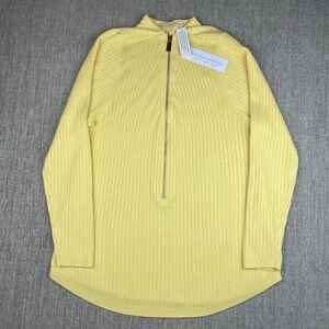 Soft Surroundings Ribbed Valentina Zip Sweater Yellow Sz Medium Gold Zipper NWT